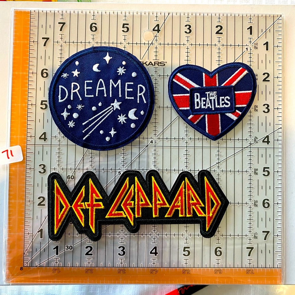 Iron On Patch lot. Dreamer, Def Leppard, and the Beatles.